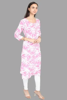 Abhijeet Enterprises Floral Print Cotton Rayon Straight Kurta