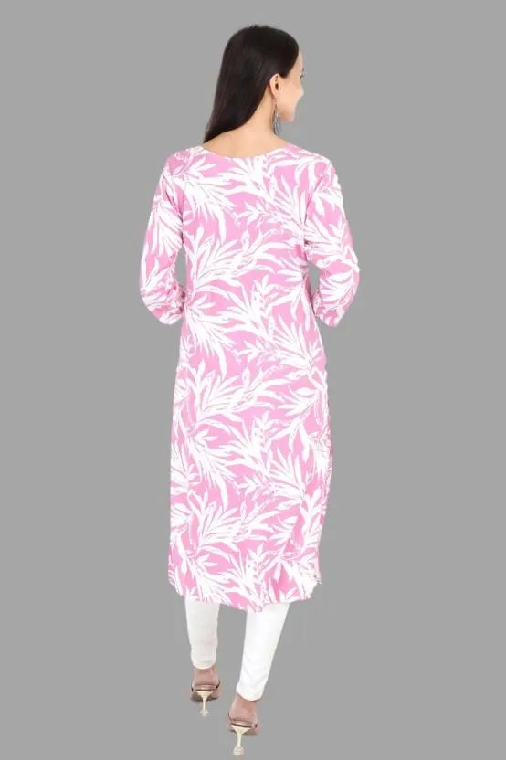 Abhijeet Enterprises Floral Print Cotton Rayon Straight Kurta