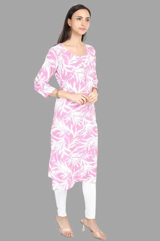 Abhijeet Enterprises Floral Print Cotton Rayon Straight Kurta