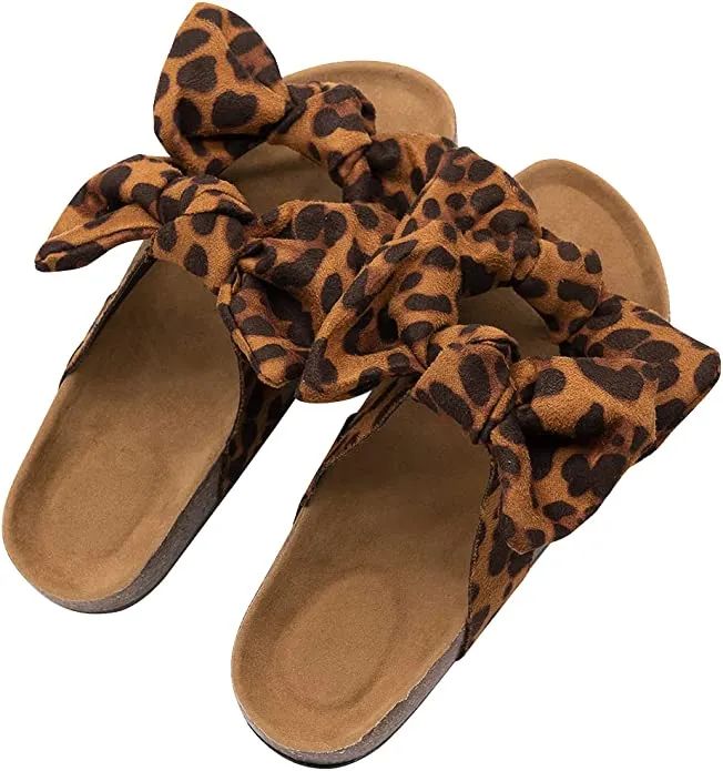 Black Knot Suede Leather Soft Cork Slip On Sandals