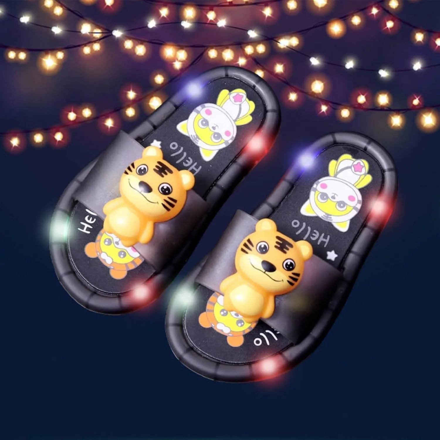 Boys Girls Light Up Shoes Kids Summer Cute Animal LED Flashing Slippers Toddler Fashion Glowing Girl Flip Flop Slippers