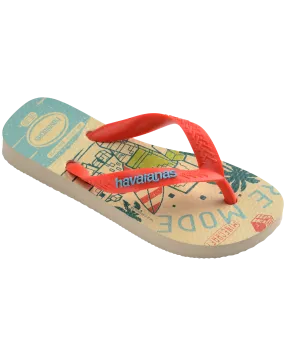 Boys Minecraft Flip Flops in Beige & Orange