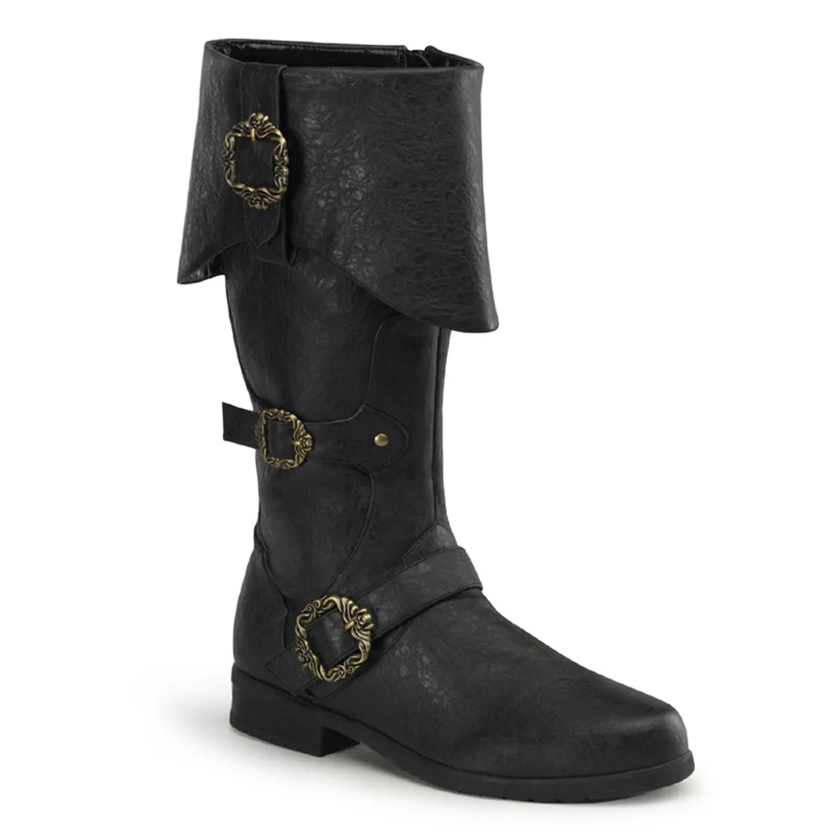 CARRIBEAN-299 Fancy Dress Costume Funtasma Men's Boots Black Distressed Pu