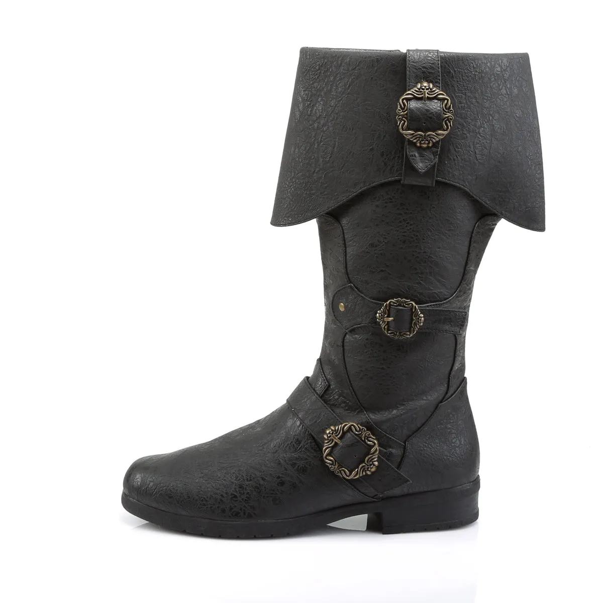 CARRIBEAN-299 Fancy Dress Costume Funtasma Men's Boots Black Distressed Pu