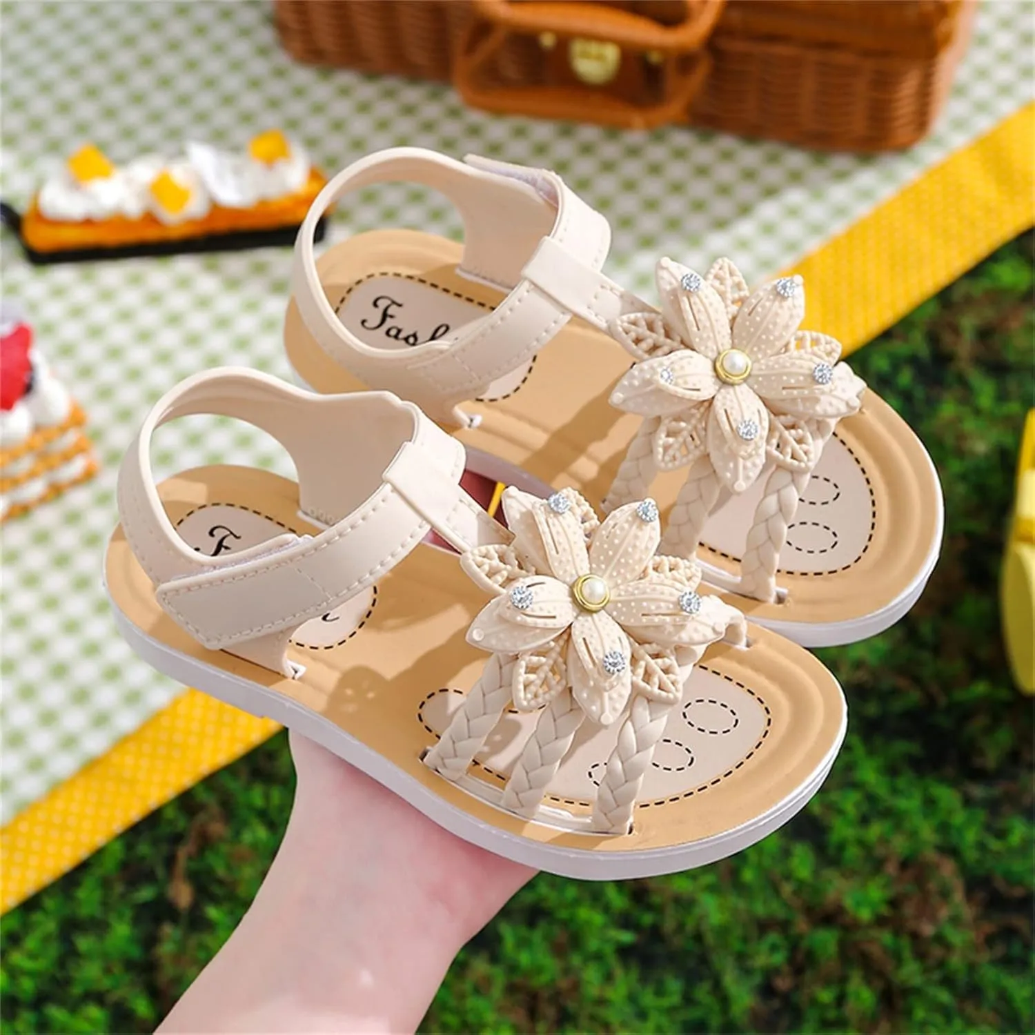 Children Sandals Soft Flat Shoes Fashion Comfortable Bow Soft Bottom Lightweight Baby Princess Sandals Cute Shoes (White, 12 Little Child)
