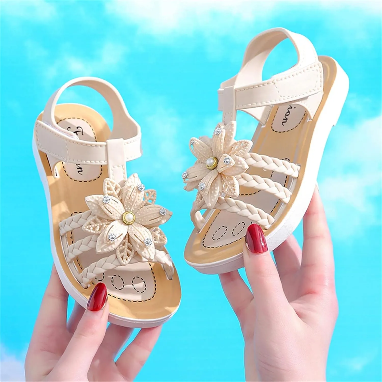 Children Sandals Soft Flat Shoes Fashion Comfortable Bow Soft Bottom Lightweight Baby Princess Sandals Cute Shoes (White, 12 Little Child)