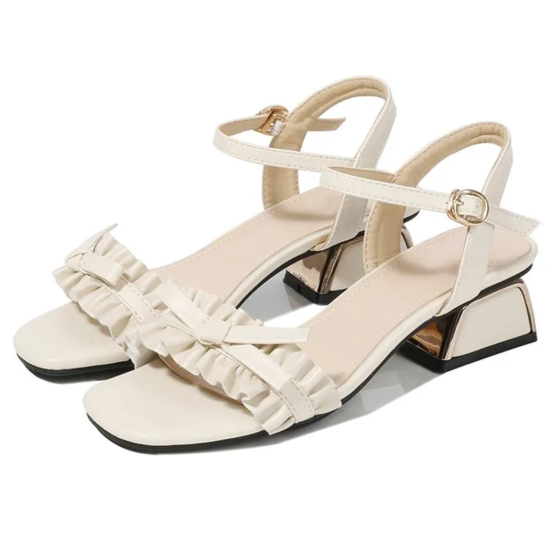 Chunky Heel Elegant Women Open Toe Date Sandals