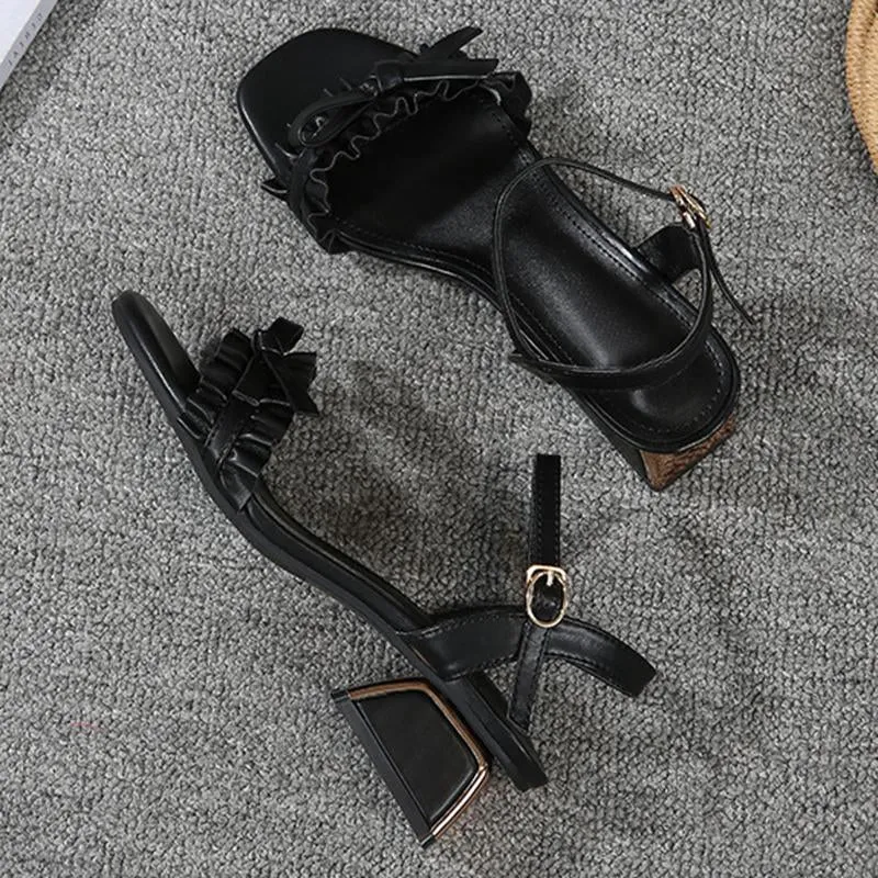 Chunky Heel Elegant Women Open Toe Date Sandals