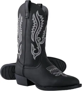 Classic Cowboy Boots for Men - Footwear with Traditional Round Toe Men's Western Boots with Embroidery - Outdoor Water Repellent Durable Boots