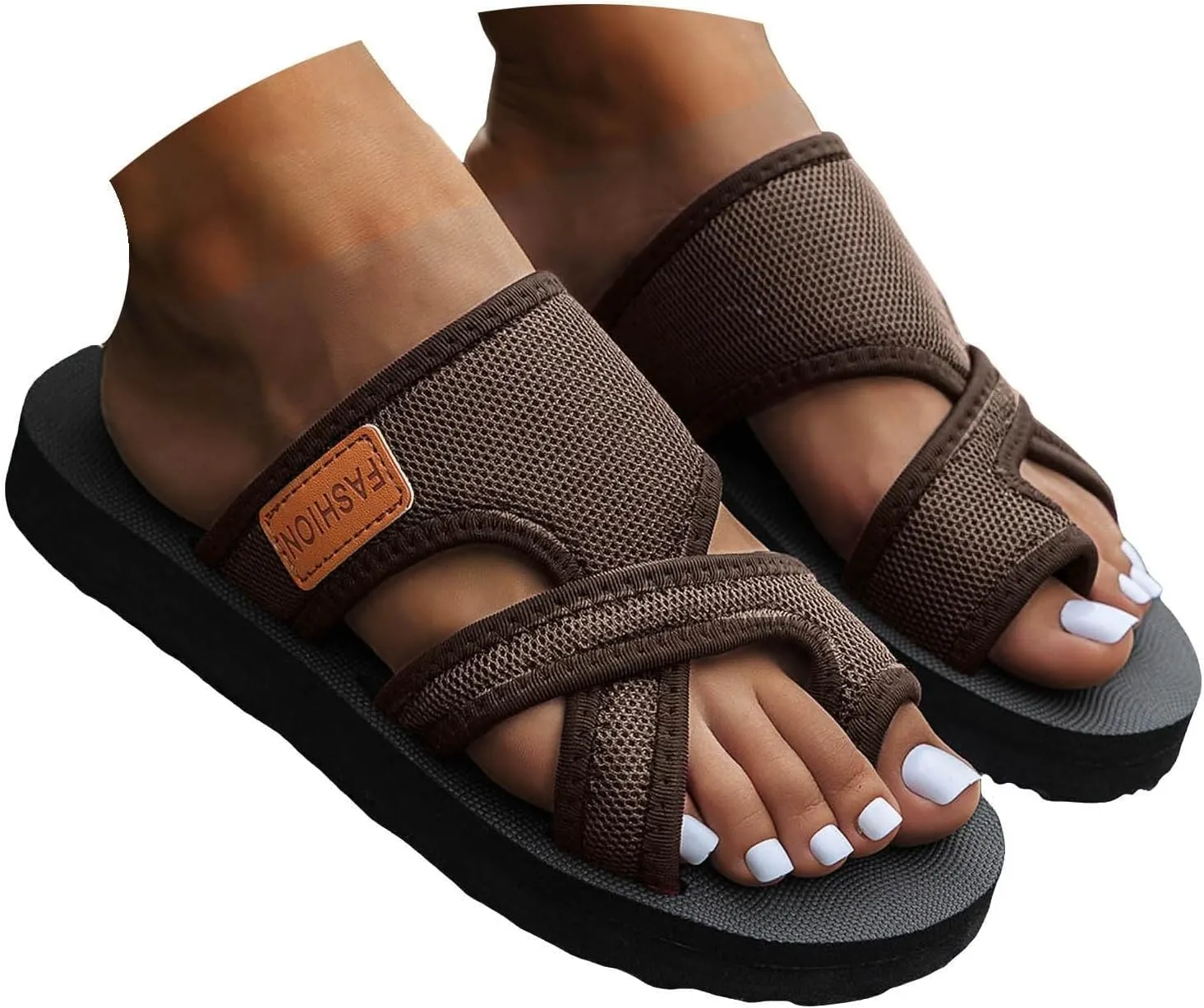 Comfy Orthopedic Sandals for Women Flip Flops Split Toe Stylish Hollow Mesh Slide Sandals with Arch Support Comfortable Beach Sandals