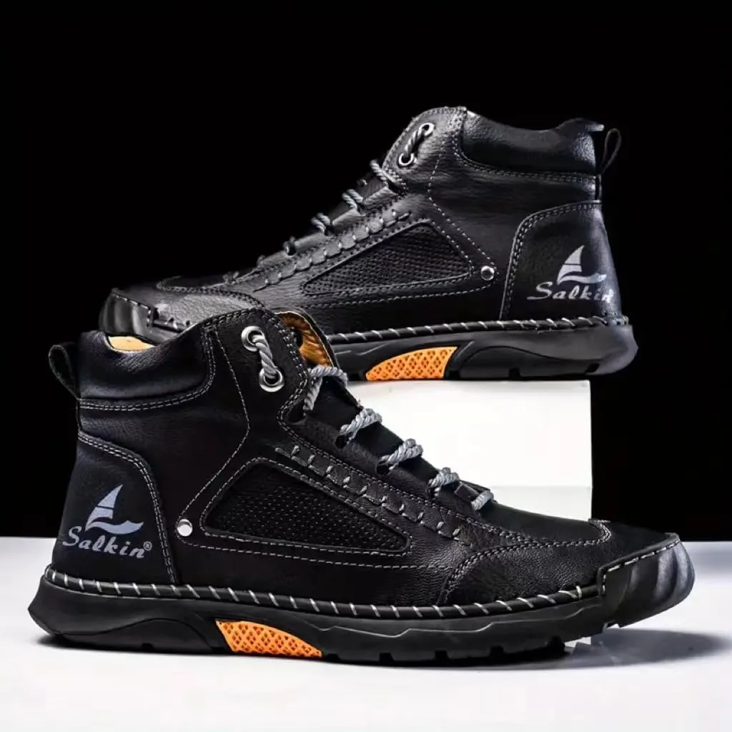 Cowboy Boots - Men's Western Non-Slip Square Toe Low-top Ankle, Durable and Stylish Retro Classic Short Boots