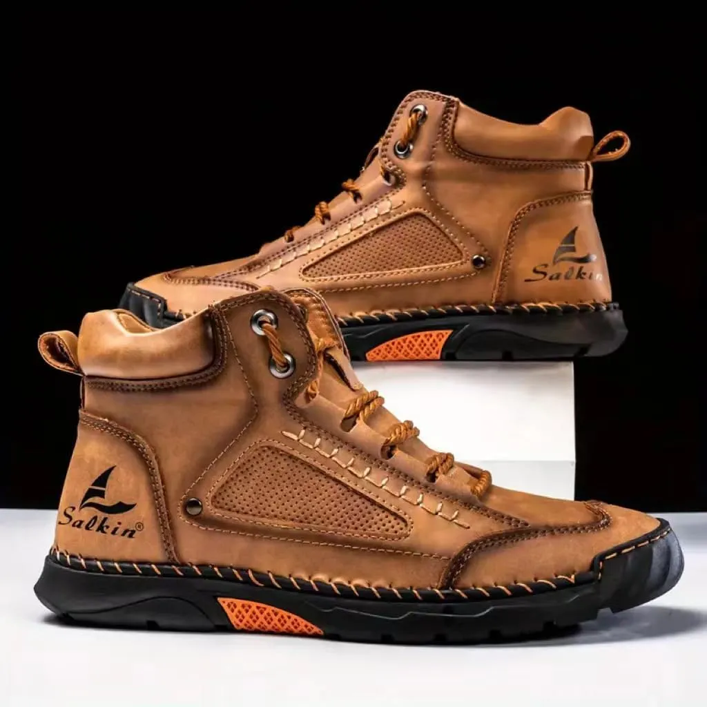 Cowboy Boots - Men's Western Non-Slip Square Toe Low-top Ankle, Durable and Stylish Retro Classic Short Boots