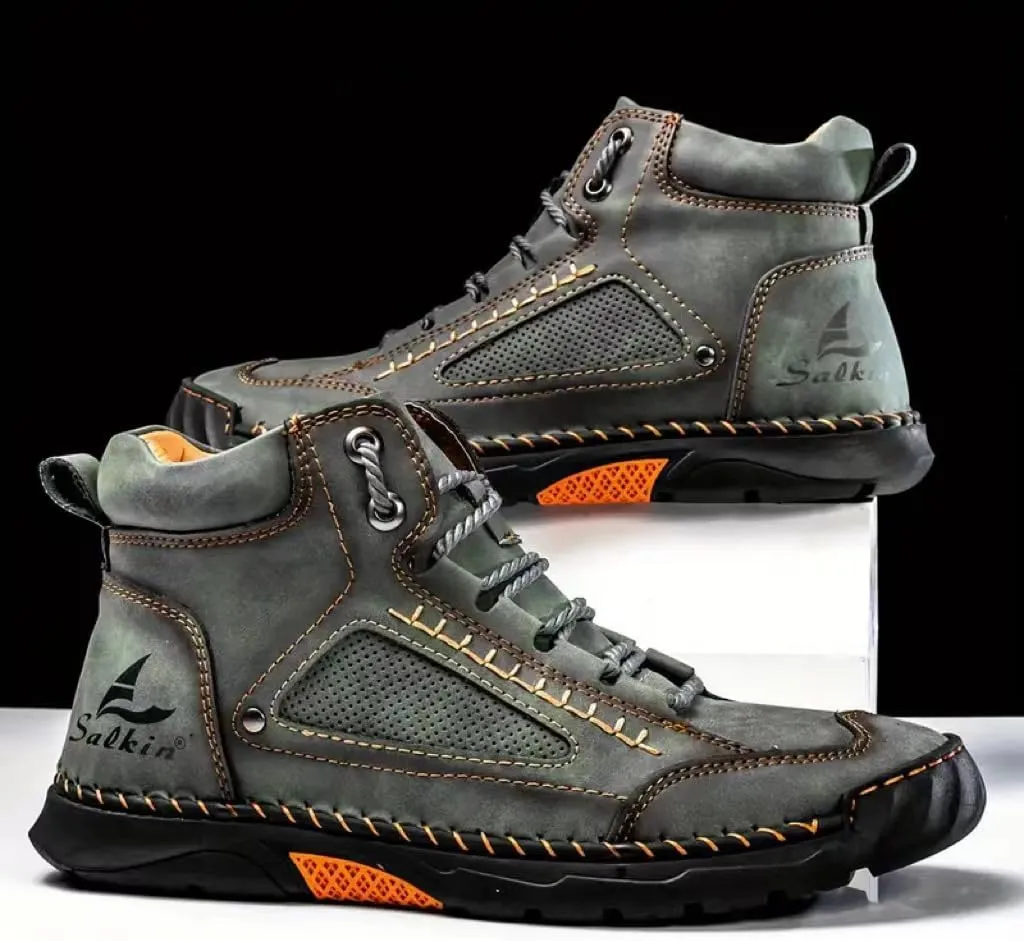 Cowboy Boots - Men's Western Non-Slip Square Toe Low-top Ankle, Durable and Stylish Retro Classic Short Boots