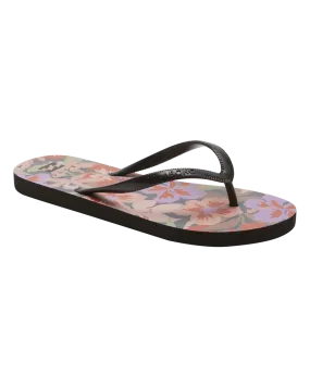 Dama Flip Flops in Black & Pink