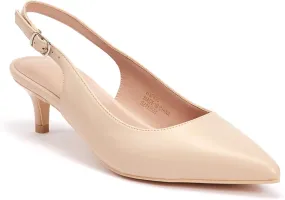 GENSHUO Low Kitten Heels Women's Slingback Dressy Pumps Pointed Closed Toe Ankle Strap Elegant Wedding Pumps Formal Comfortable Shoes