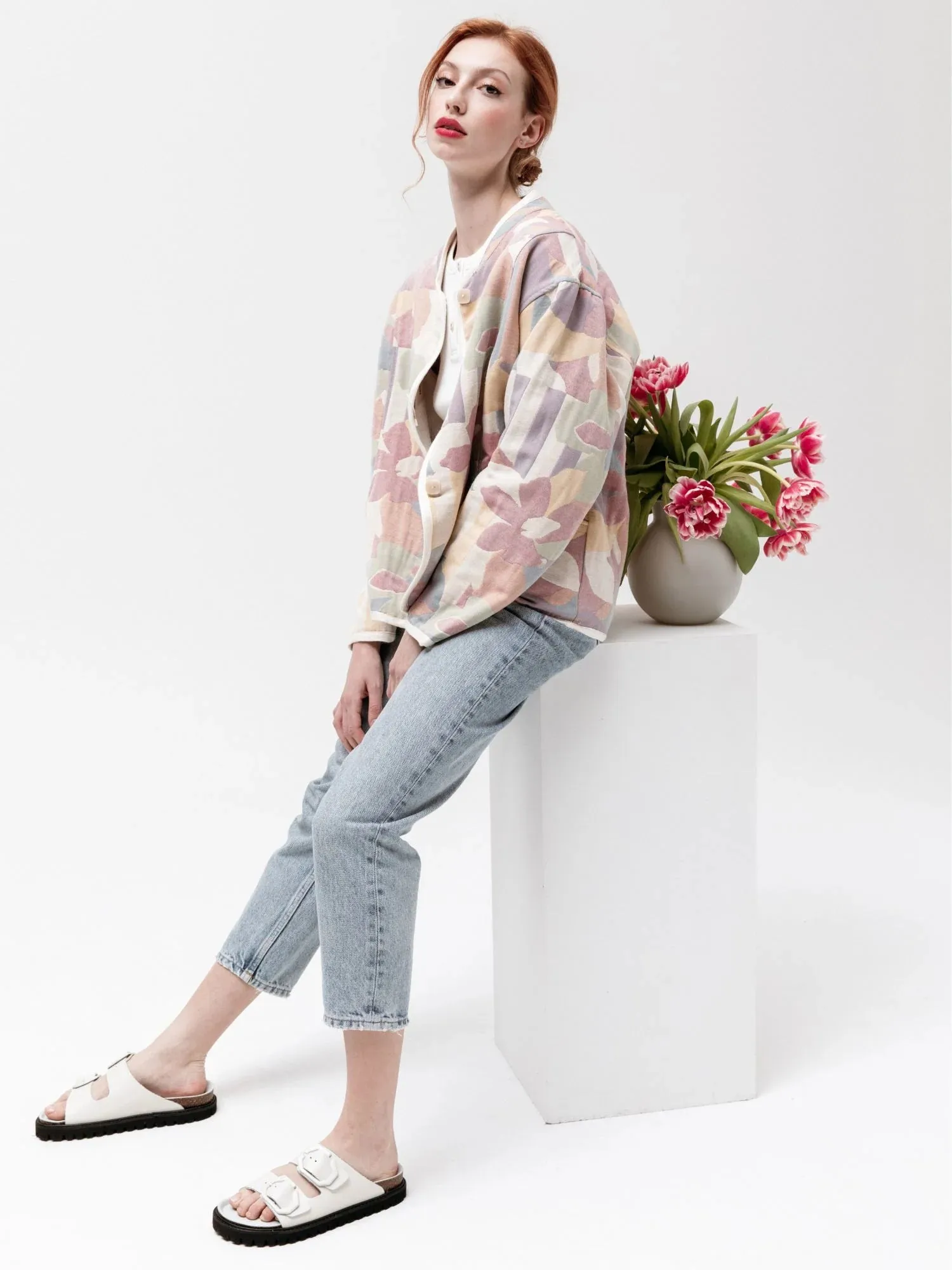 Genuins Galia in Off White Leather Slider