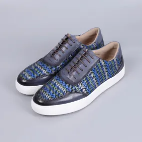 Geometric Woven Pattern Men's Flat Sneakers