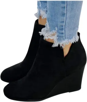 Gibobby Ankle Boots for Women Round Toe Ankle Boots for Women Slip On Loafers Pointed Toe Chunky Block Low Heel Office Dress Casual Shoes Cutout Booties Black