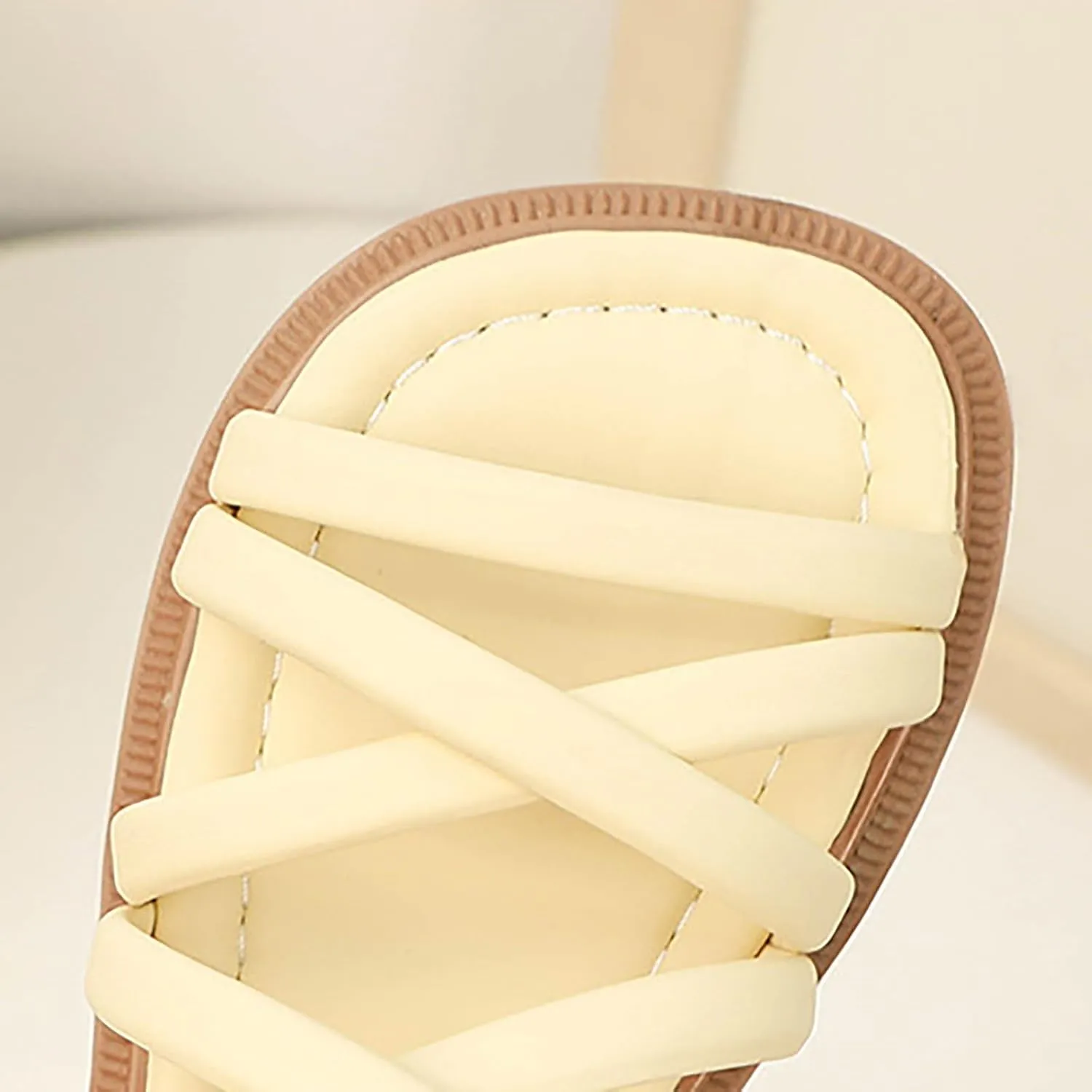 Girls Soft Sandals Gladiator Open Toe Elastic Soft Bottom Solid Color Roman Beach Anti-Slip Slipper Flat