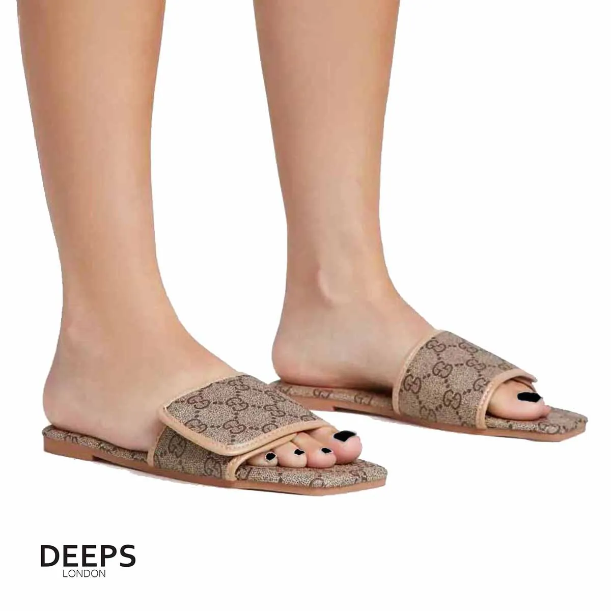 GLAD OPEN TOE FLAT SLIDER SANDALS