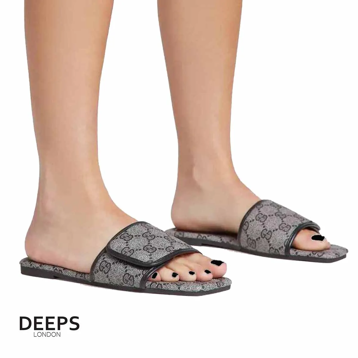 GLAD OPEN TOE FLAT SLIDER SANDALS