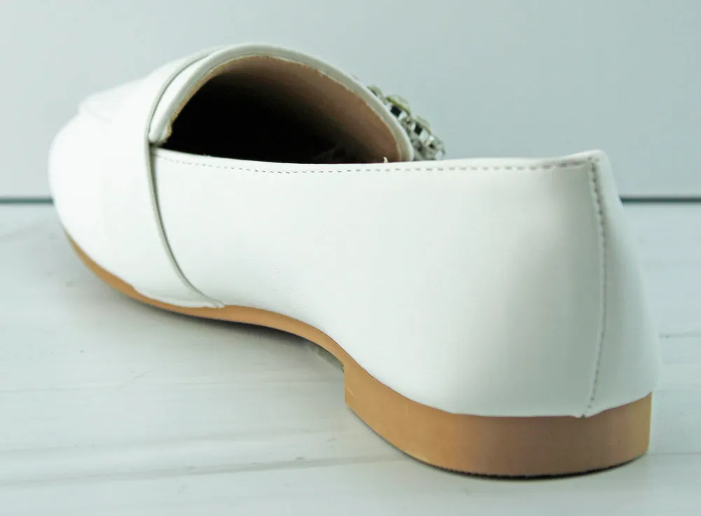 Harriet 25 Women's Round Toe Silver Jewel Embellished Flats