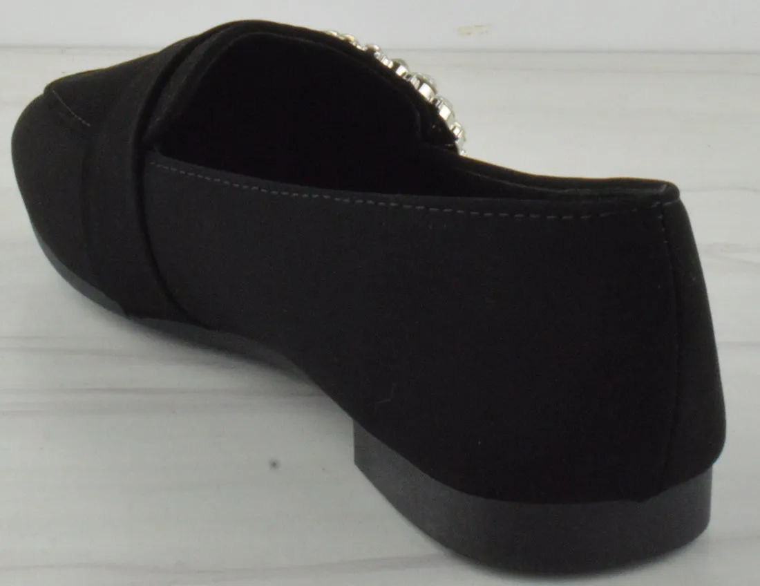Harriet 25 Women's Round Toe Silver Jewel Embellished Flats