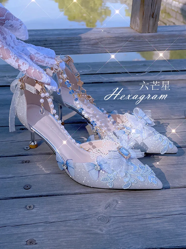 Hexagram~Mermaid~Plush Size Wedding Lolita Shoes