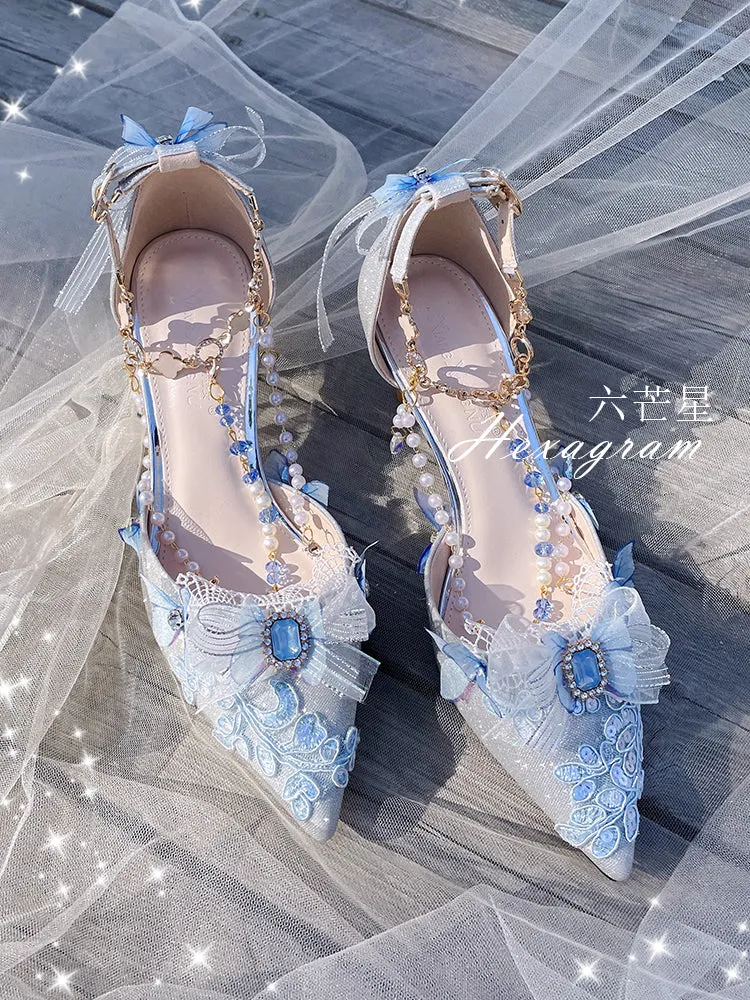 Hexagram~Mermaid~Plush Size Wedding Lolita Shoes