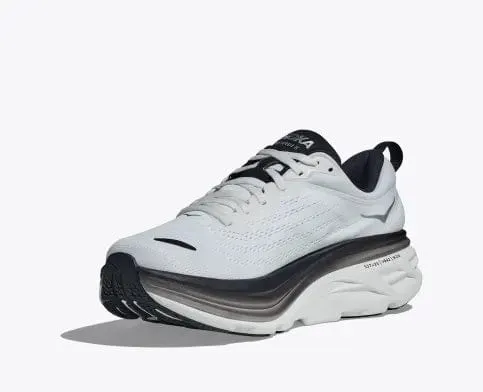 Hoka Men's Bondi 8 Running Shoes- White/ Black