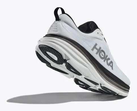 Hoka Men's Bondi 8 Running Shoes- White/ Black