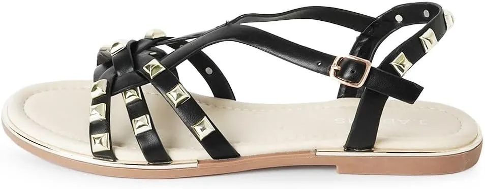 J. Adams Women's Strappy Flat Sandals with Gold Studs  Comfortable and Stylish Summer Footwear