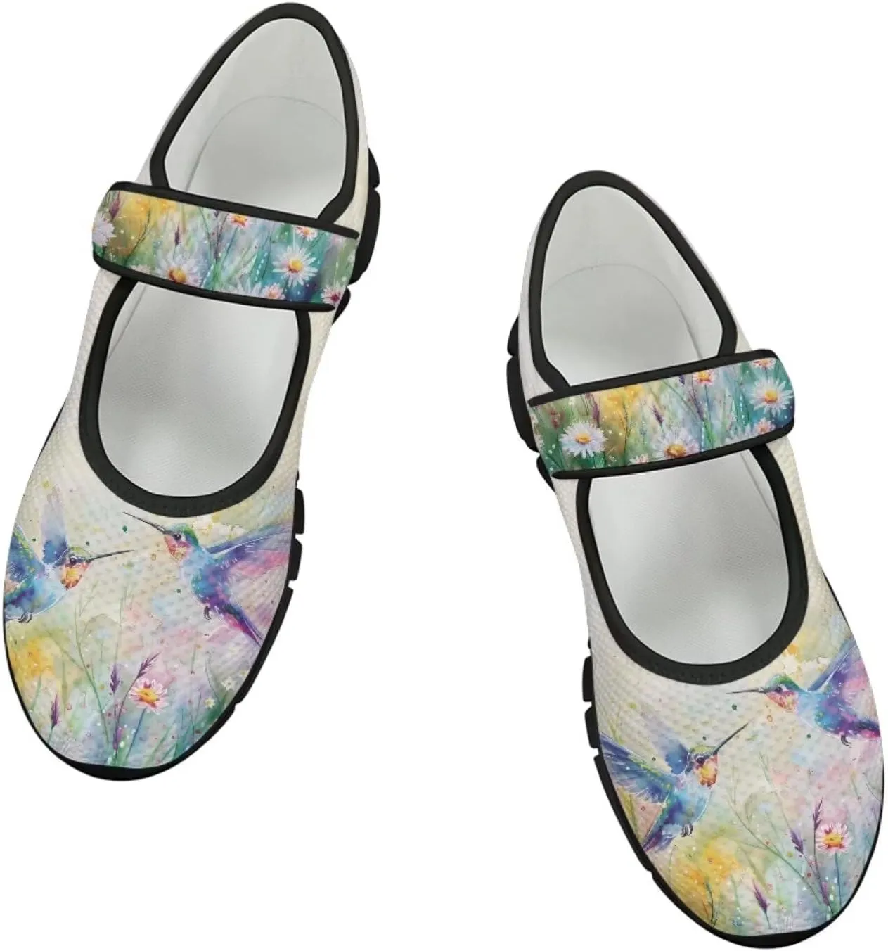 Jeiento Cute Hummingbirds Flats for Women Round Toe Ballet Flats Shoes Dressy Flats for Women