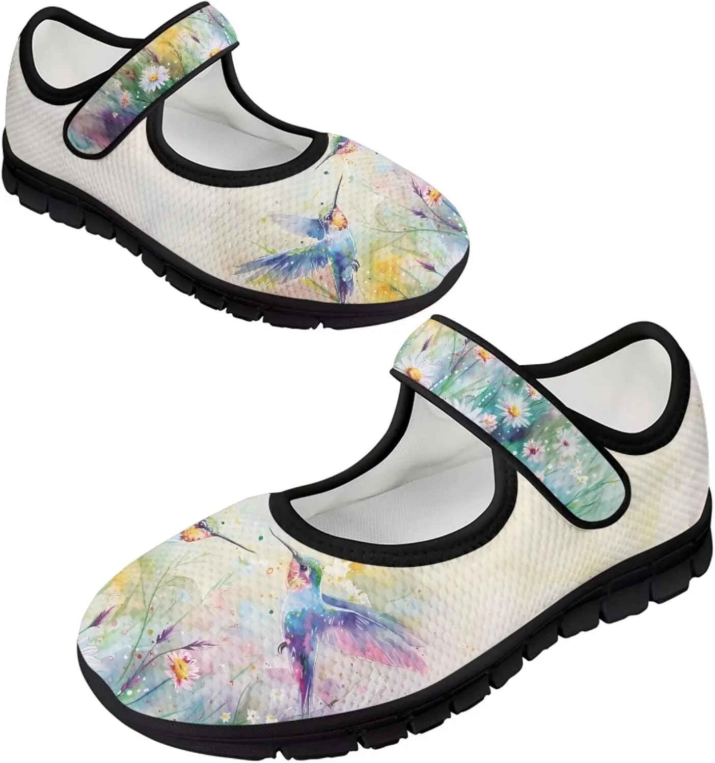 Jeiento Cute Hummingbirds Flats for Women Round Toe Ballet Flats Shoes Dressy Flats for Women