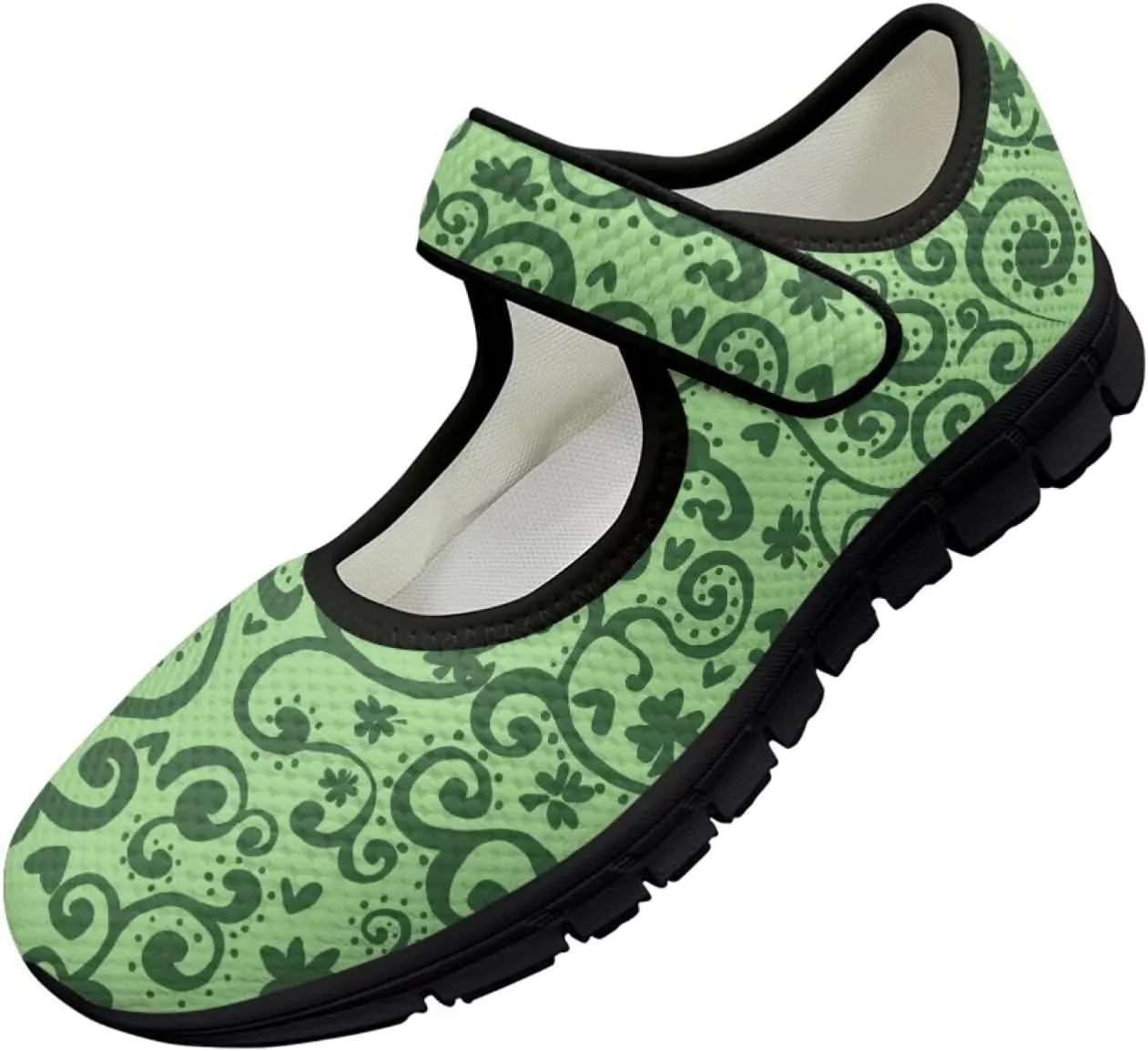 Jeiento St Patrick's Day Mesh Flats for Women Round Toe Ballet Flats Mary Jane Flats