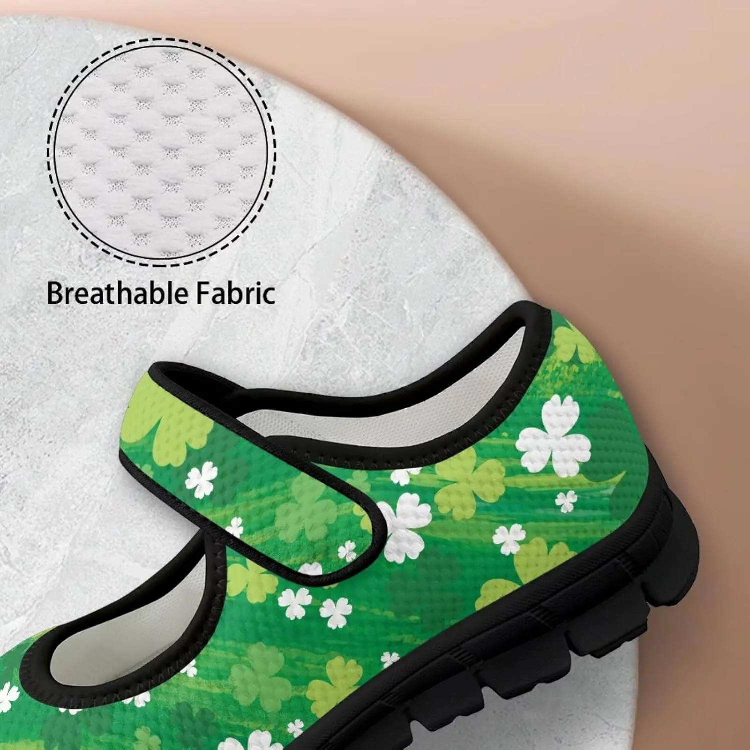 Jeiento St Patrick's Day Mesh Flats for Women Round Toe Ballet Flats Mary Jane Flats