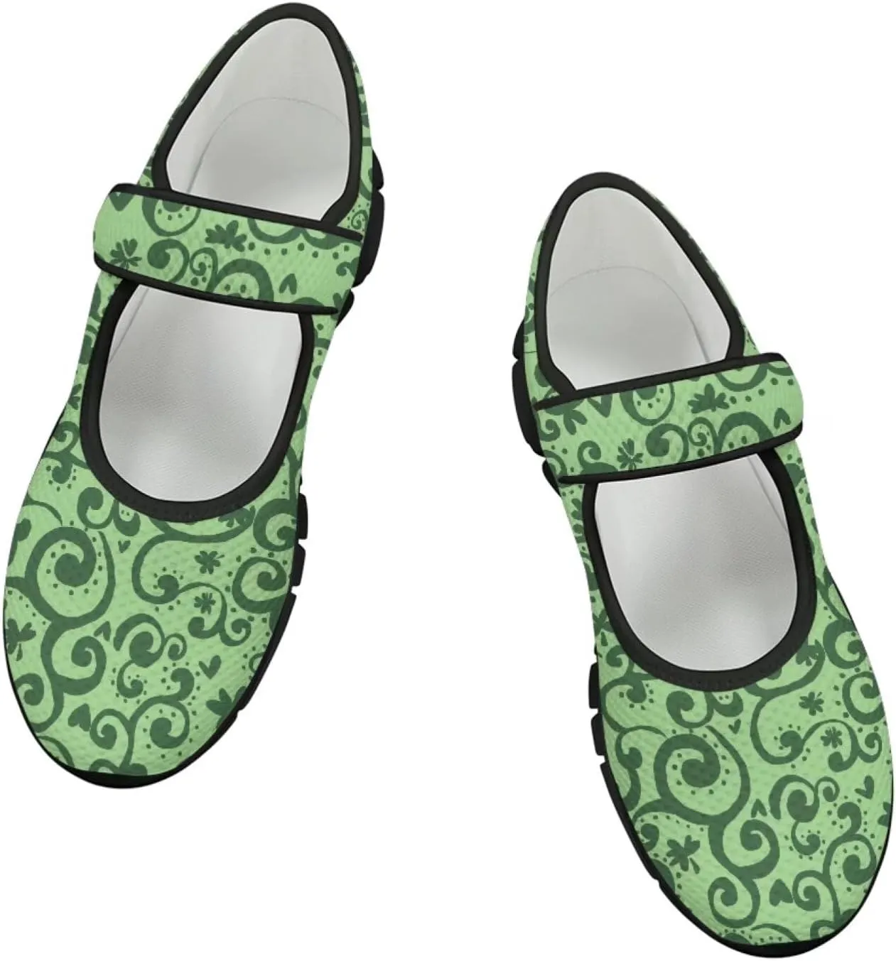 Jeiento St Patrick's Day Mesh Flats for Women Round Toe Ballet Flats Mary Jane Flats