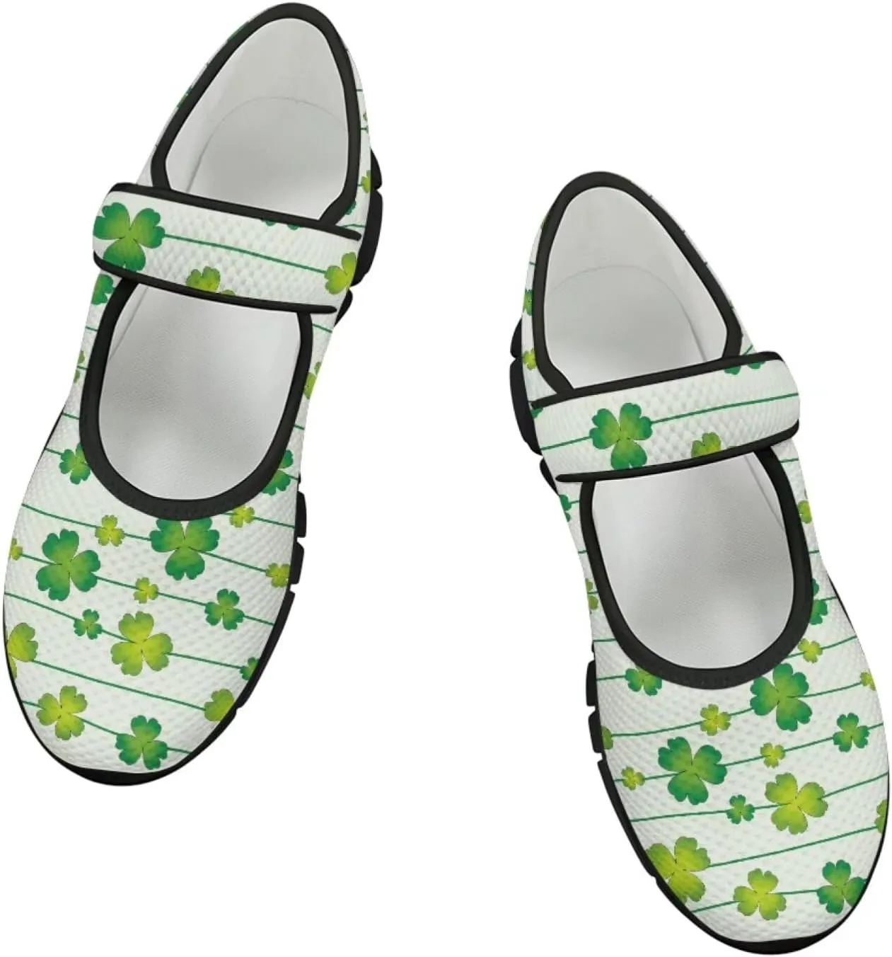 Jeiento St Patrick's Day Mesh Flats for Women Round Toe Ballet Flats Mary Jane Flats