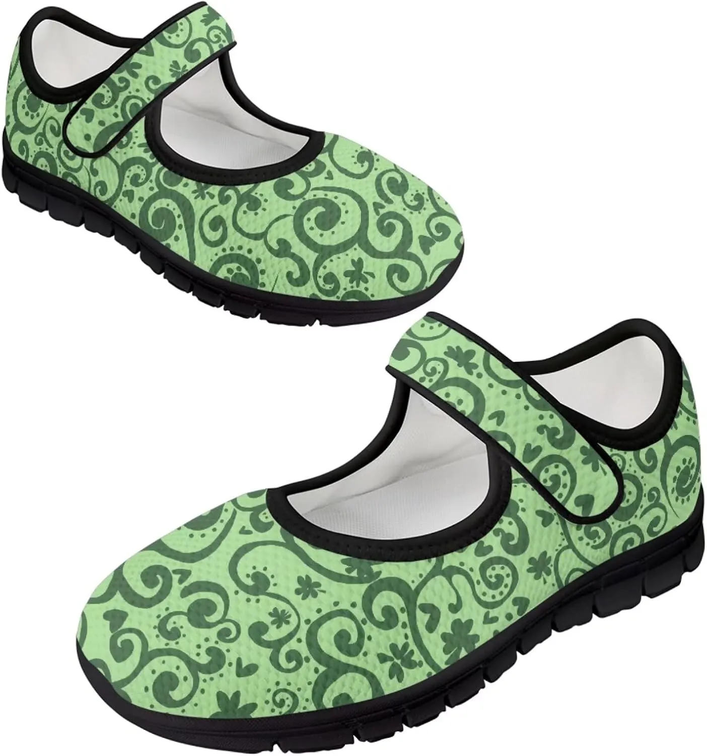 Jeiento St Patrick's Day Mesh Flats for Women Round Toe Ballet Flats Mary Jane Flats