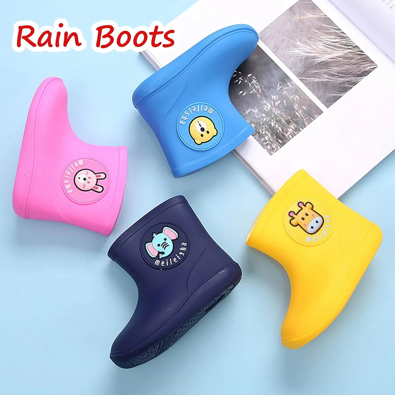 Kids Baby Boys Girls Rain Boots - Waterproof PVC Cartoon Durable Non-Slip Shoes for Spring & Fall