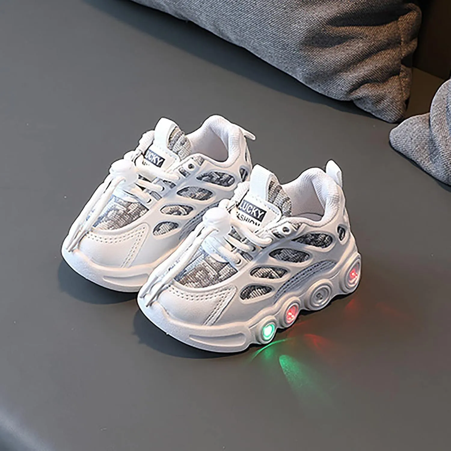 Kids LED Light Up Shoes Boys Flashing Lightweight Adjustable Strap Tennis Sneakers Toddler Sport Toddler Shoe Size 6