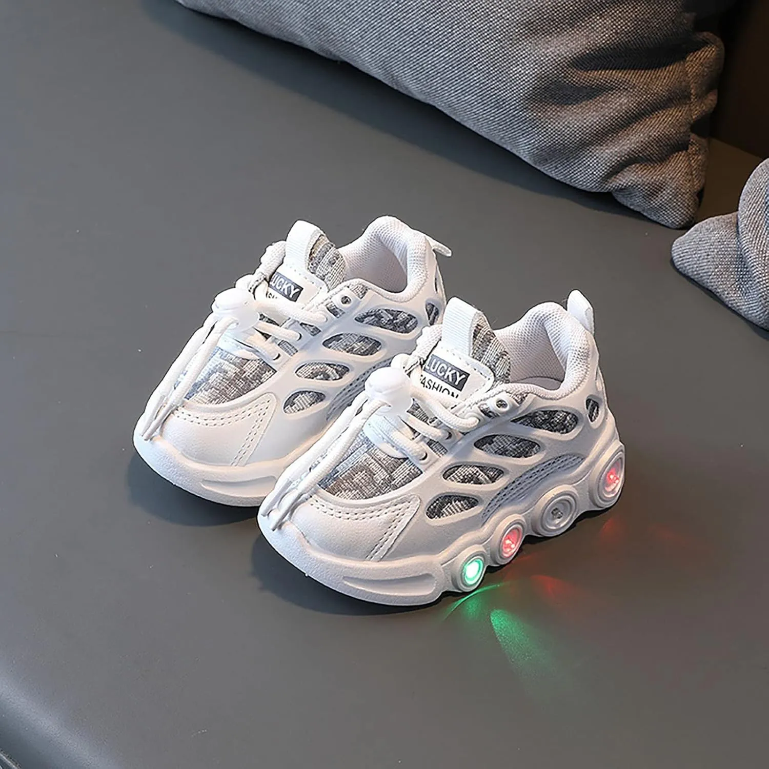 Kids LED Light Up Shoes Boys Flashing Lightweight Adjustable Strap Tennis Sneakers Toddler Sport Toddler Shoe Size 6