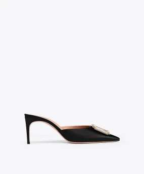 Mona 70 Black Satin Mules
