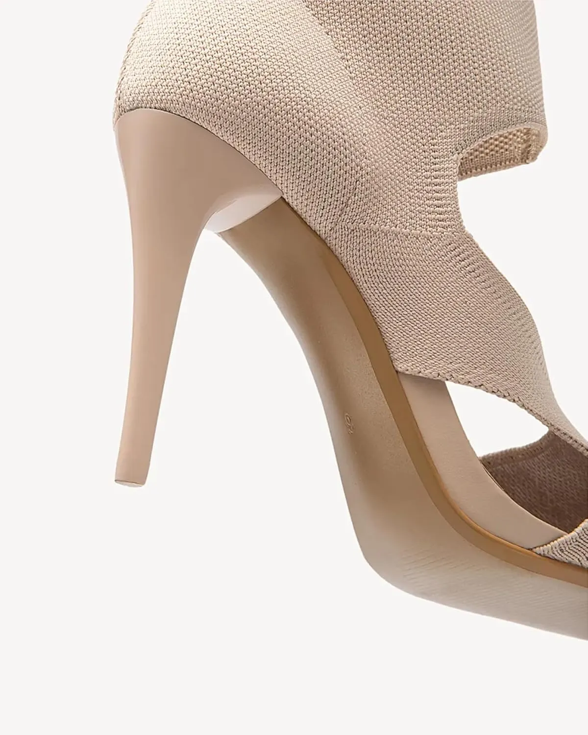 Mousse Fit Women Retro Peep Toe Elegant Stiletto Low Heeled Sandals Breathable Mesh Knit Elastic Design Upper Comfortable Shoes