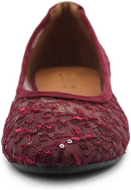 Ollio Women's Shoes Dots or Floral Lace Breathable Round Toe Ballet Flats F123-124