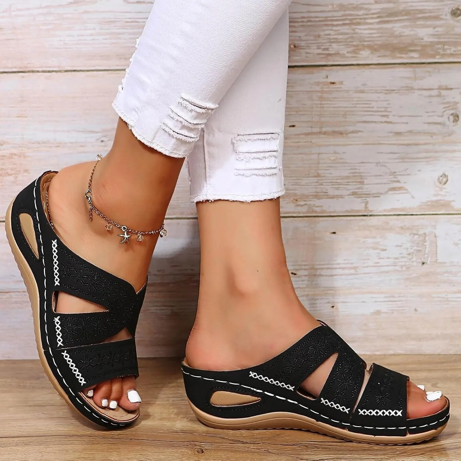 Orthopedic Wedge Sandals for Women 2025, Women's Comfy Orthotic Sandals, Non Slip Summer Dressy Slides Arch Support