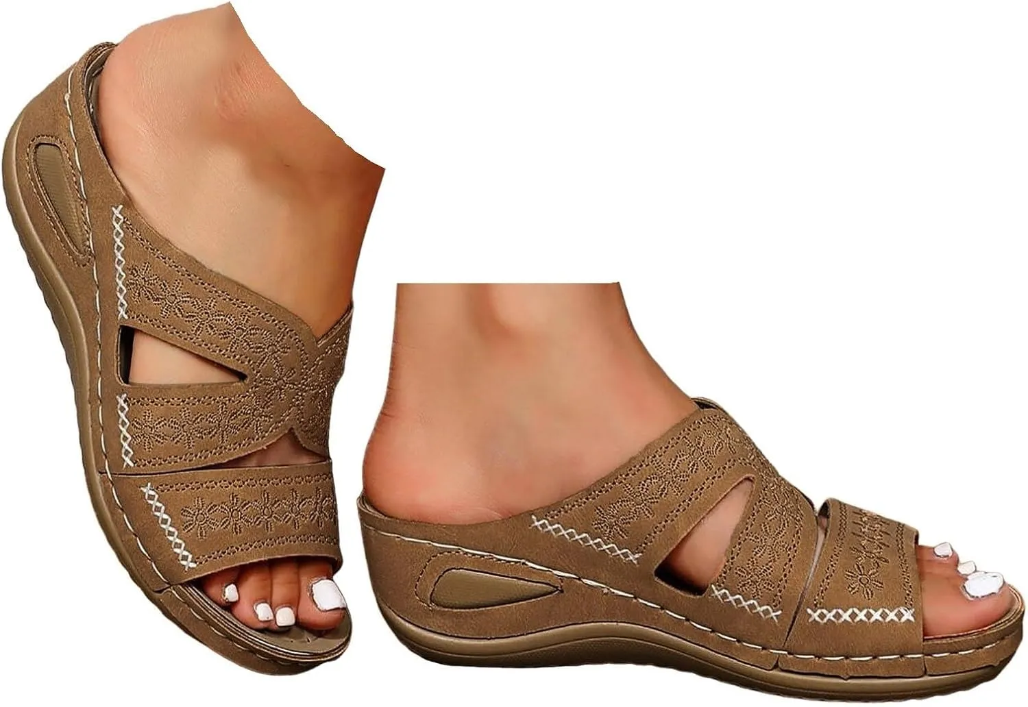 Orthopedic Wedge Sandals for Women 2025, Women's Comfy Orthotic Sandals, Non Slip Summer Dressy Slides Arch Support