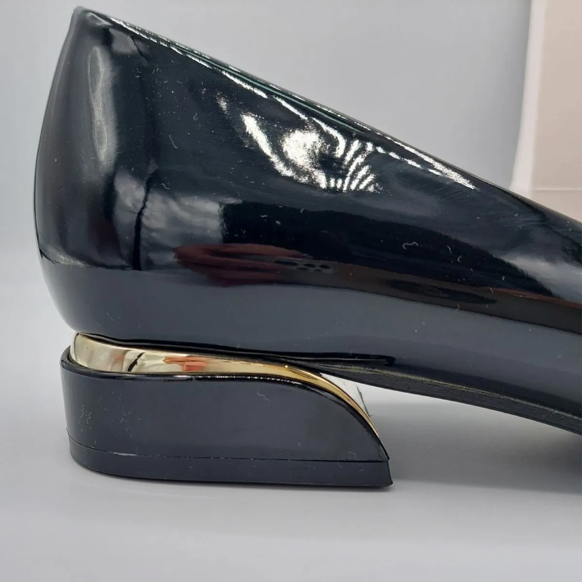 PASES BLACK PATENT CLASSIC SLIP ON FLAT SHOES