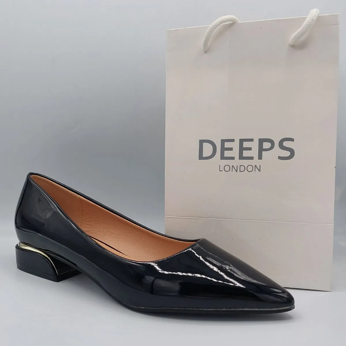 PASES BLACK PATENT CLASSIC SLIP ON FLAT SHOES