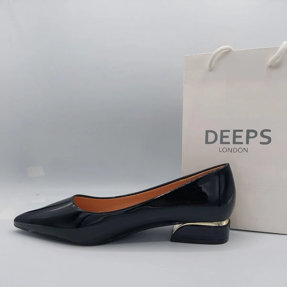 PASES BLACK PATENT CLASSIC SLIP ON FLAT SHOES
